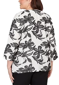 Plus Crowd Pleaser Flower Embroidered Top