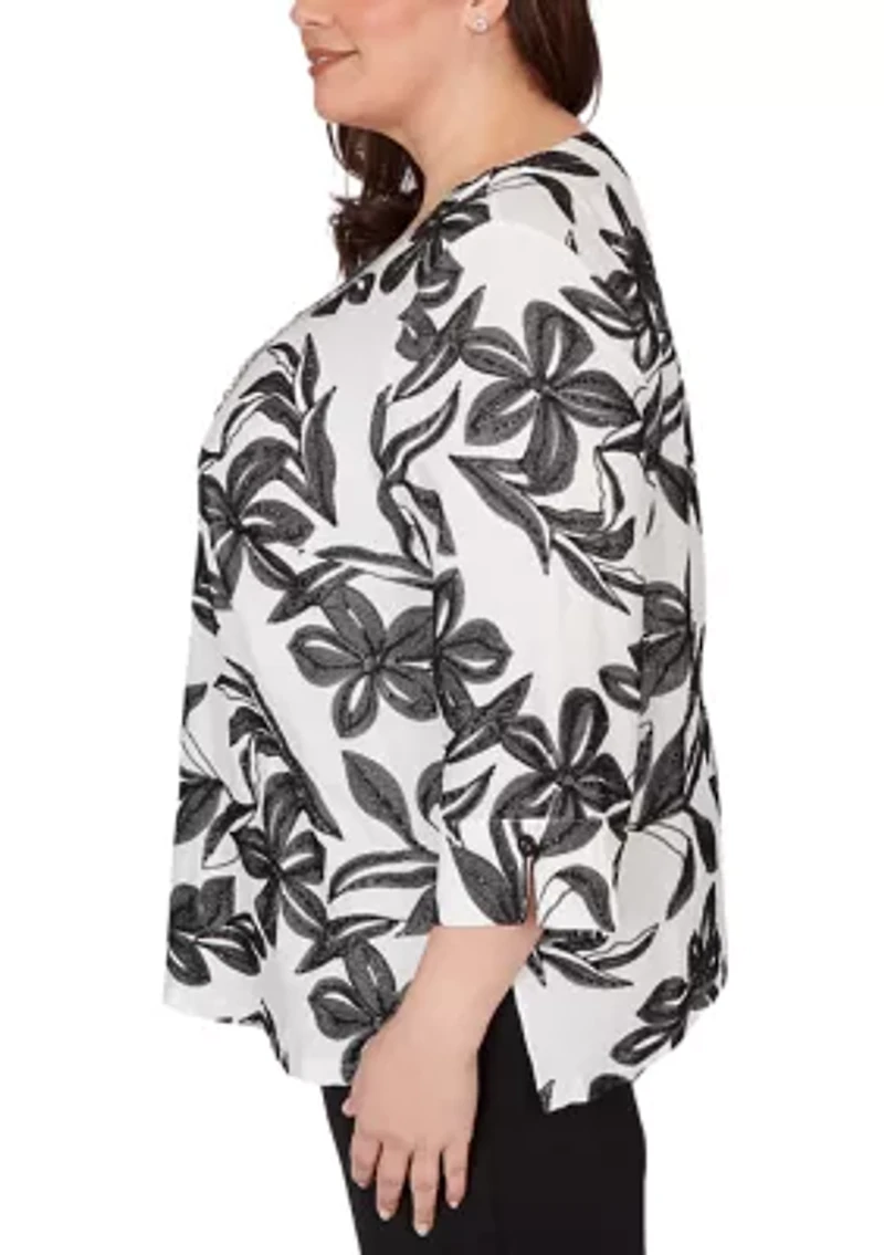 Plus Crowd Pleaser Flower Embroidered Top