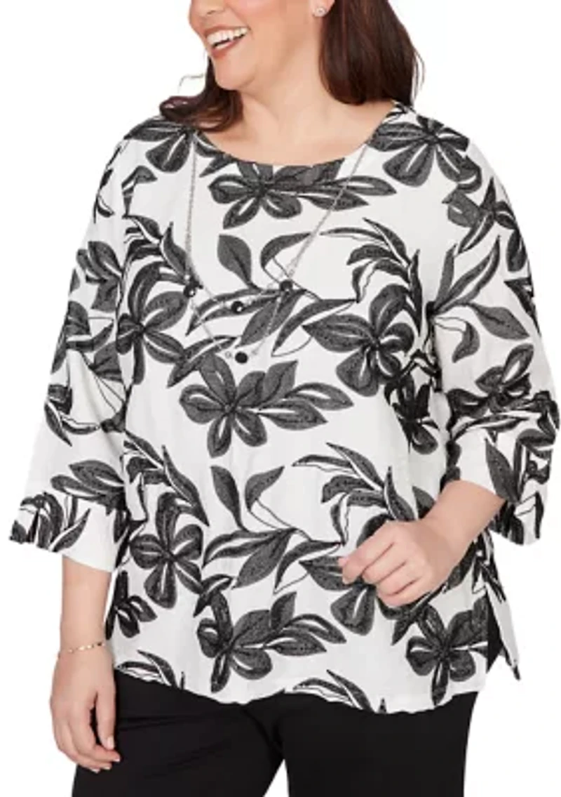 Plus Crowd Pleaser Flower Embroidered Top