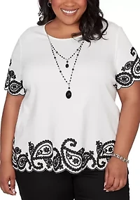 Plus Crowd Pleaser Paisley Border Top