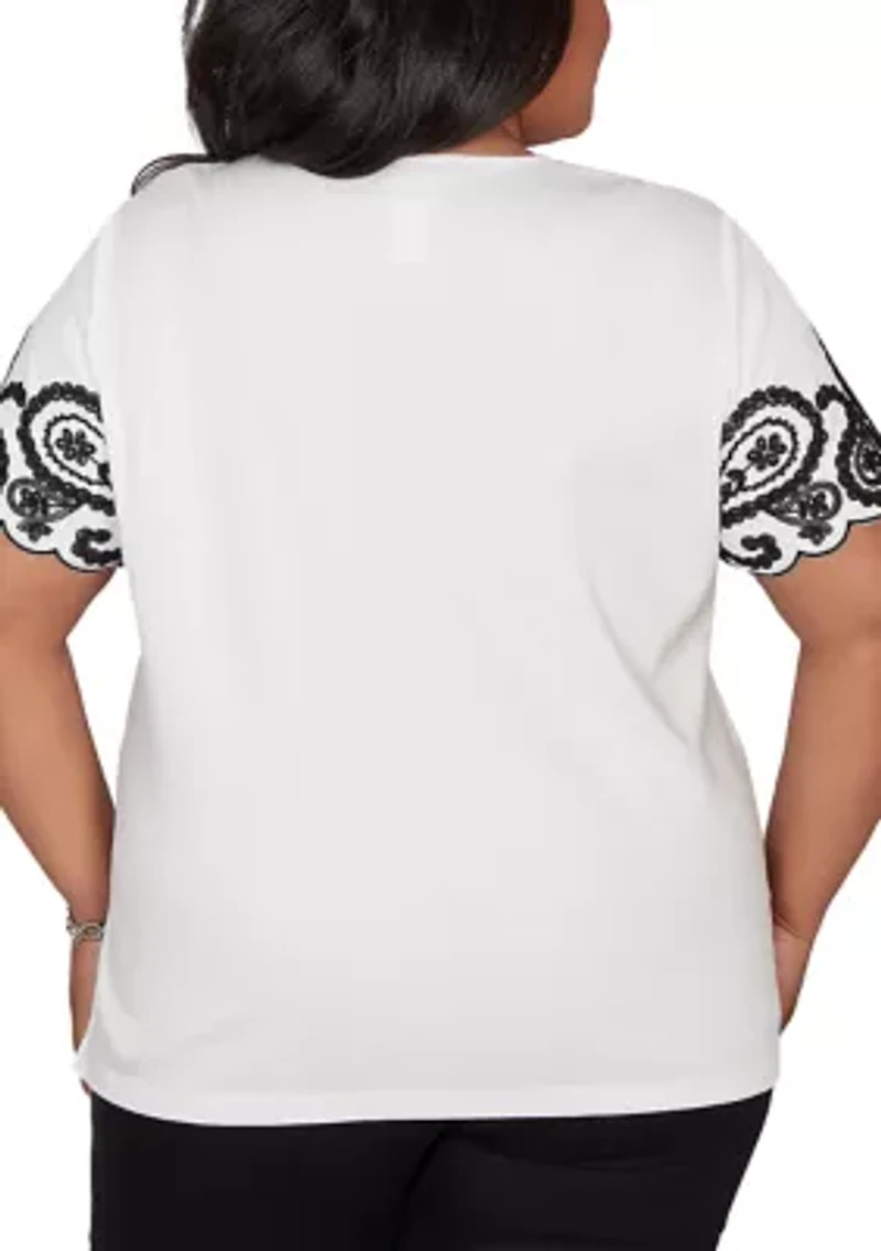 Plus Crowd Pleaser Paisley Border Top