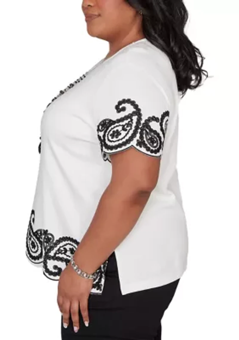 Plus Crowd Pleaser Paisley Border Top