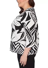 Plus Crowd Pleaser Abstract Drama Floral Top
