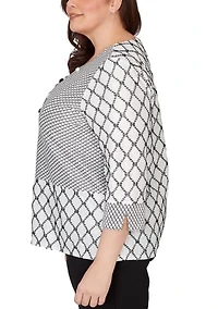 Plus Crowd Pleaser Diamond Texture Spliced Top
