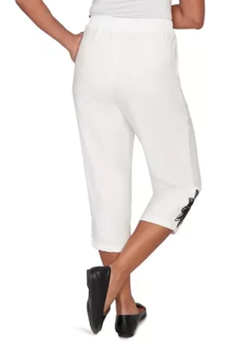 Petite Crowd Pleaser Floral Embroidered Capri Pants