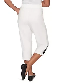 Petite Crowd Pleaser Floral Embroidered Capri Pants