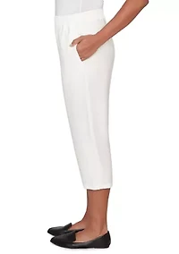 Petite Crowd Pleaser Floral Embroidered Capri Pants