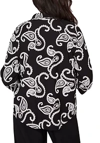 Petite Crowd Pleaser Paisley Embroidered Two One Shirt