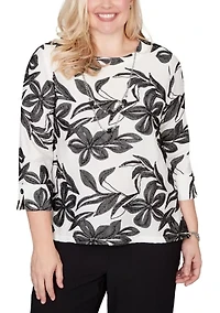Petite Crowd Pleaser Flower Embroidered Top