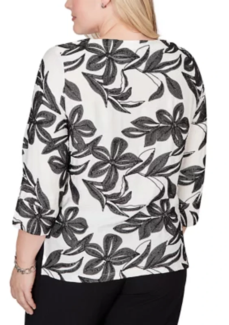 Petite Crowd Pleaser Flower Embroidered Top