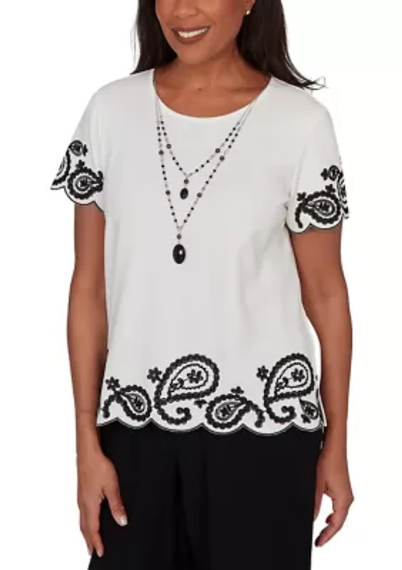 Petite Crowd Pleaser Paisley Border T-Shirt