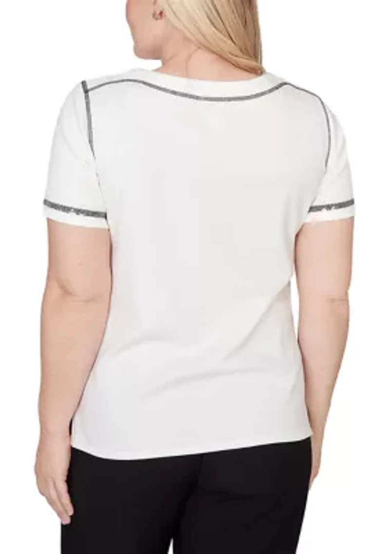 Petite Crowd Pleaser Sequin Biadere Top