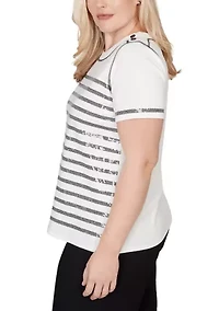 Petite Crowd Pleaser Sequin Biadere Top
