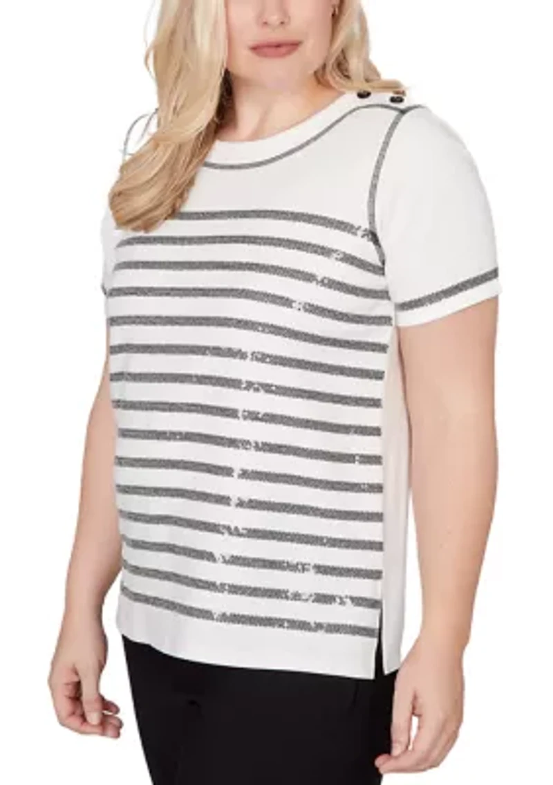 Petite Crowd Pleaser Sequin Biadere Top