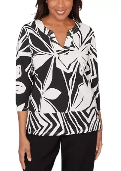 Petite Crowd Pleaser Abstract Drama Floral Top