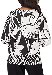 Petite Crowd Pleaser Abstract Drama Floral Top