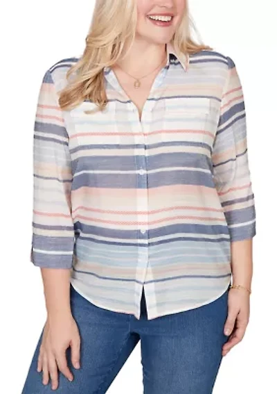 Women's Port Side Texture Stripe Shirt