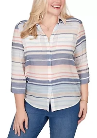 Women's Port Side Texture Stripe Shirt