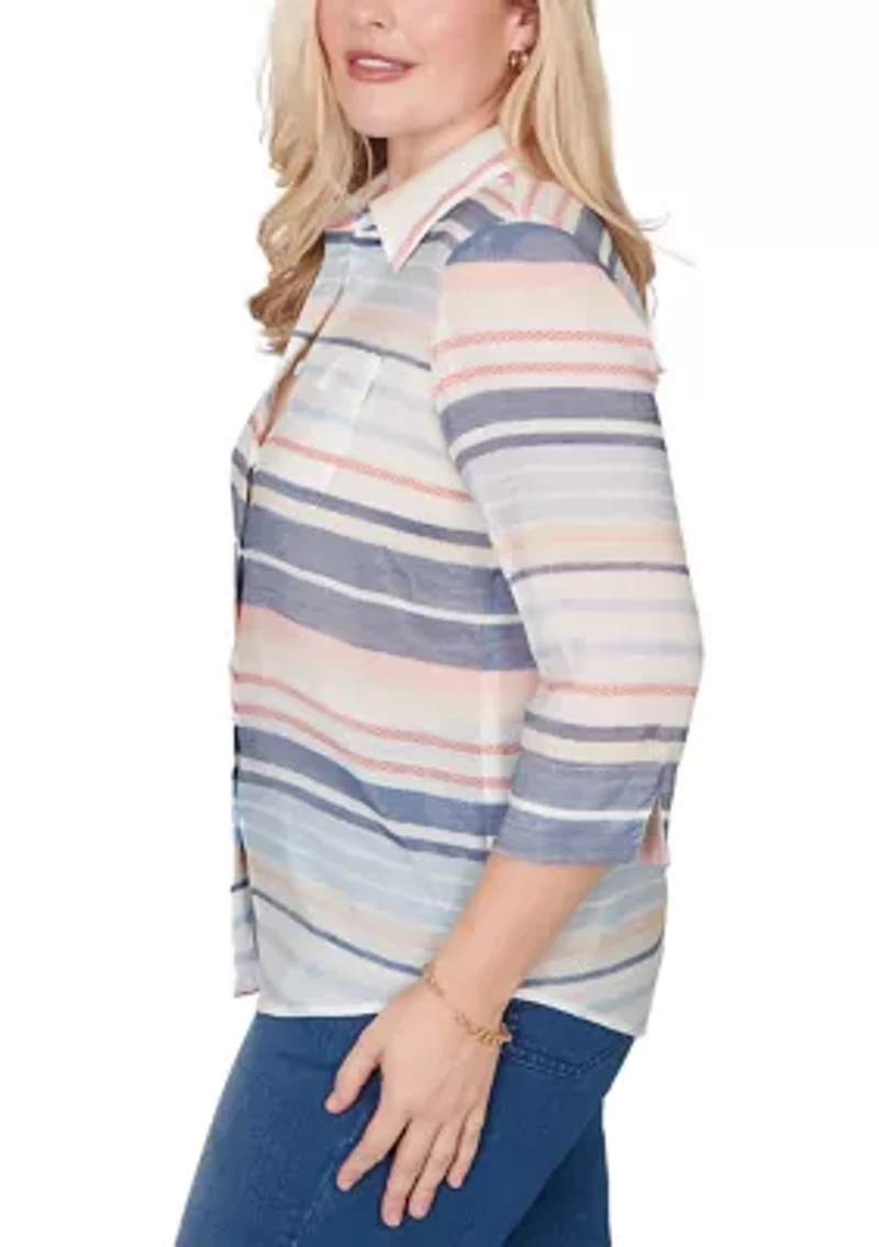 Women's Port Side Texture Stripe Shirt
