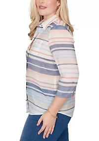Women's Port Side Texture Stripe Shirt