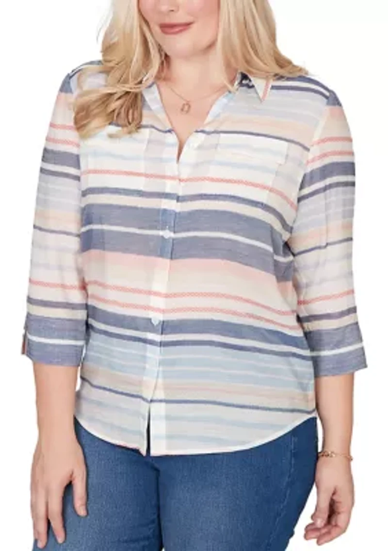 Women's Port Side Texture Stripe Shirt