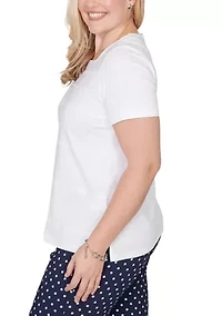 Women's Port Side Layering Top with Dot Trim