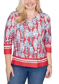 Women's Port Side Mosaic Fish Top