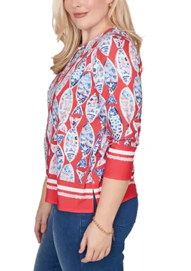 Women's Port Side Mosaic Fish Top