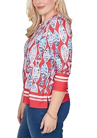 Women's Port Side Mosaic Fish Top