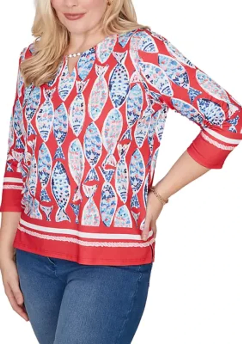 Women's Port Side Mosaic Fish Top