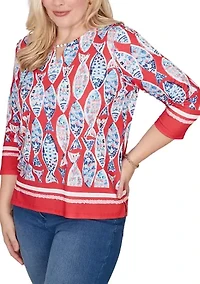 Women's Port Side Mosaic Fish Top