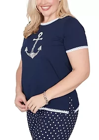 Women's Port Side Pearl Anchor T-Shirt