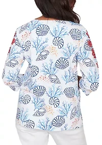 Women's Port Side Shell Print with Embroidery