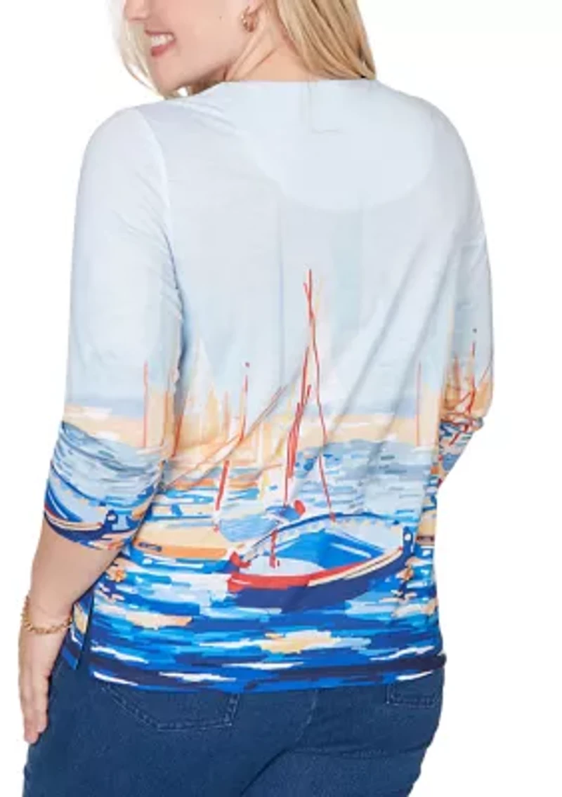 Women's Port Side Harbor Scene Shirt