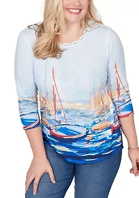 Women's Port Side Harbor Scene Shirt