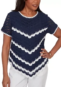 Women's Port Side Crochet Chevron Top
