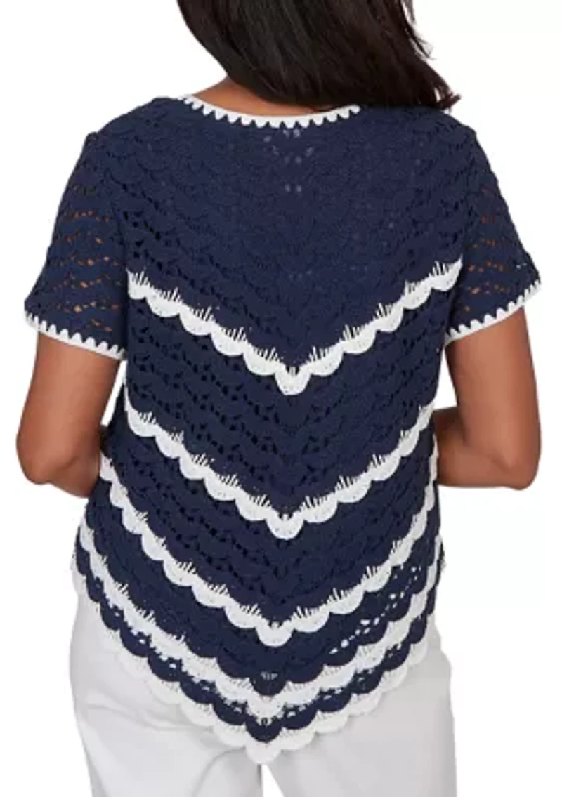 Women's Port Side Crochet Chevron Top