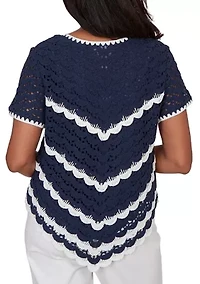 Women's Port Side Crochet Chevron Top