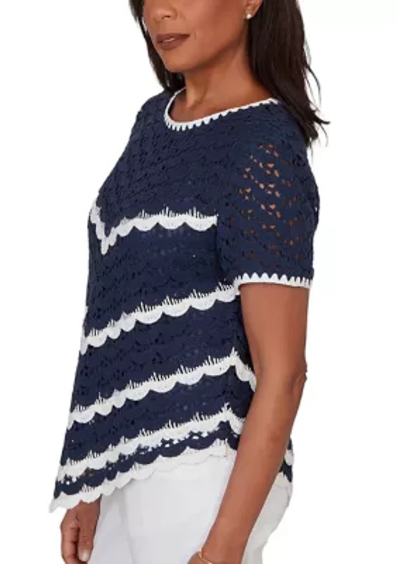 Women's Port Side Crochet Chevron Top