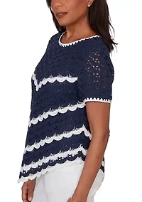 Women's Port Side Crochet Chevron Top