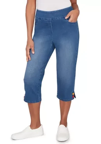 Petite Port Side Capri Pants with Colored Buttons