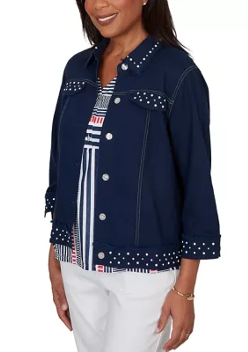 Petite Port Side Pearl Trim Jacket