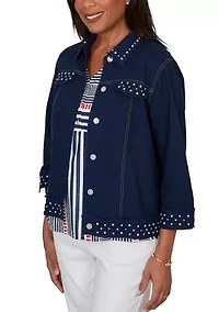 Petite Port Side Pearl Trim Jacket