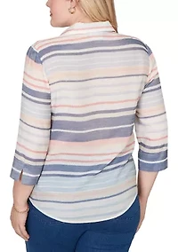 Petite Port Side Texture Stripe Top