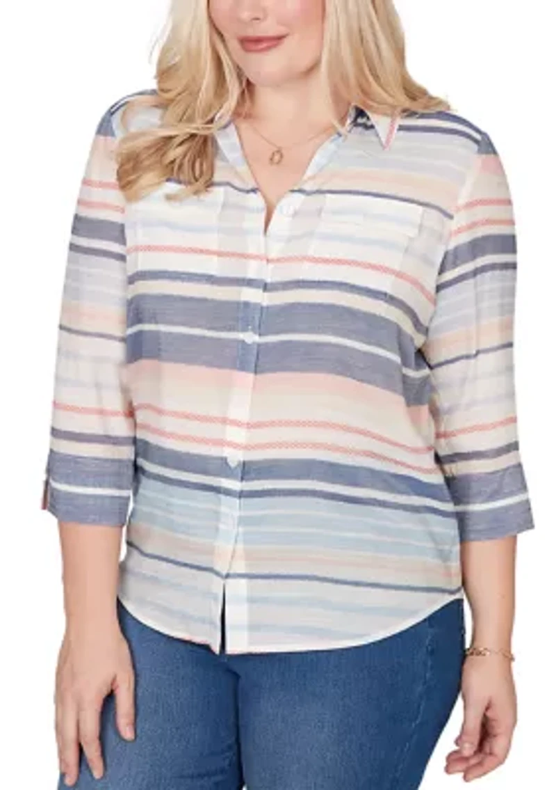 Petite Port Side Texture Stripe Top