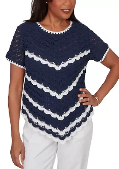 Petite Port Side Crochet Chevron T-Shirt