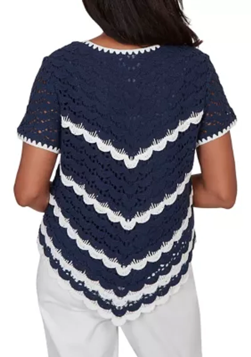 Petite Port Side Crochet Chevron T-Shirt