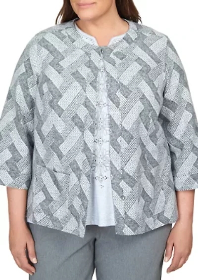 Plus Point of View Geometric Texture Jacket