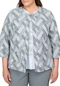 Plus Point of View Geometric Texture Jacket