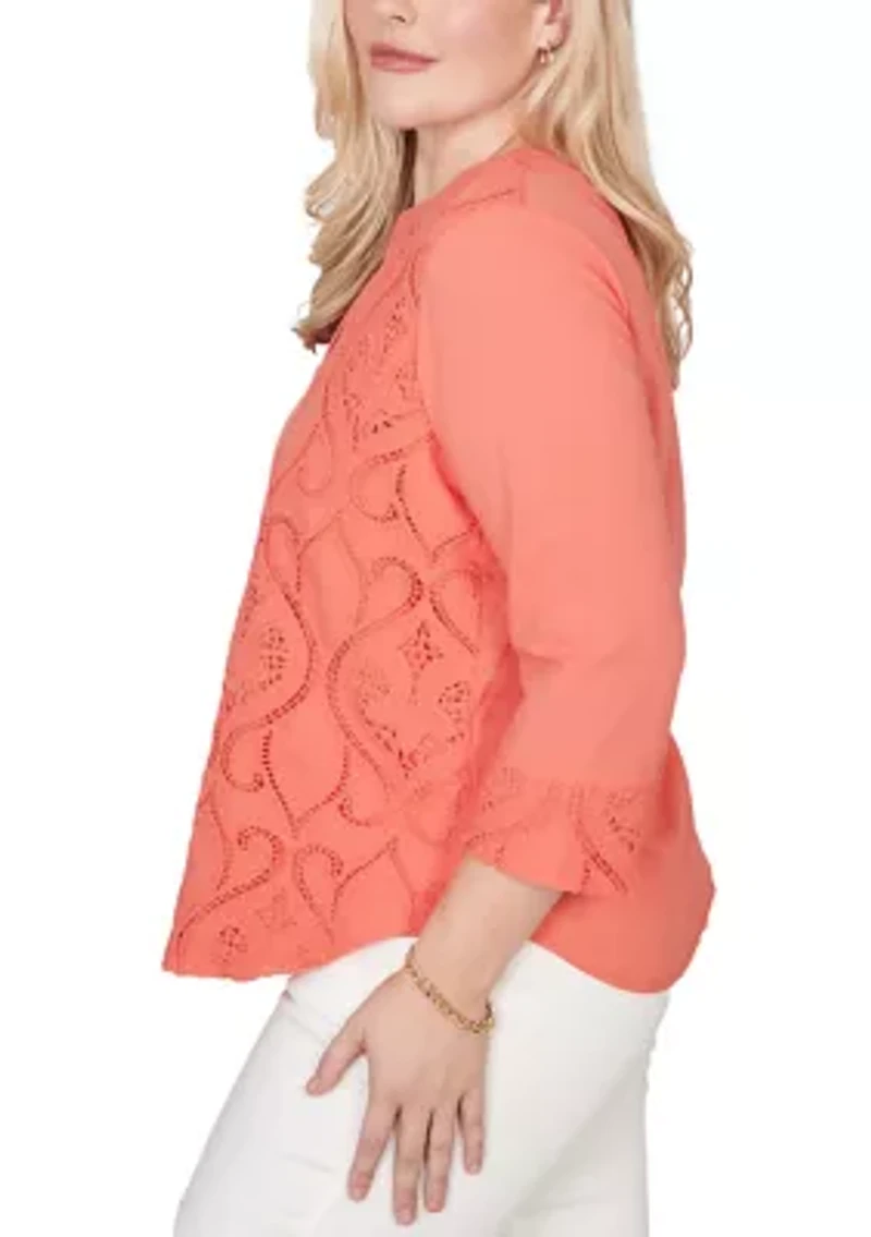 Women's Resort Living Scroll Lace Texture Top